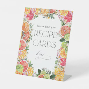 Citrus Bridal Shower Recipe Cards  Pedestal Sign