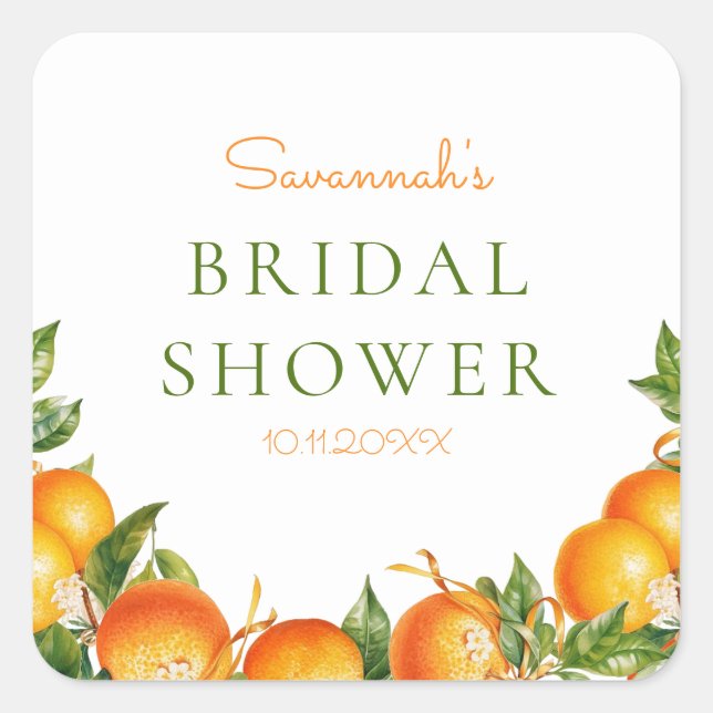Citrus Bridal Shower Theme Candle Label (Front)