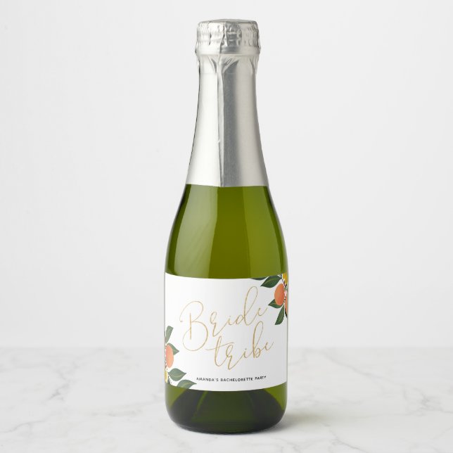 Citrus Bride Tribe Bachelorette Sparkling Wine Label (Front)