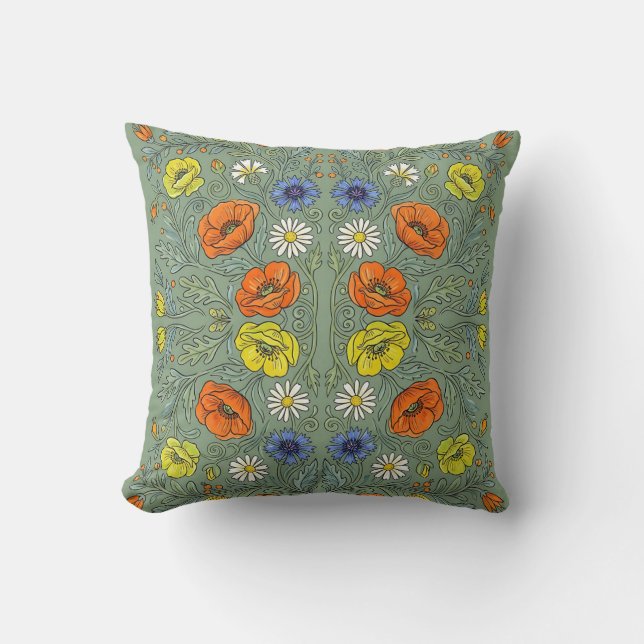 Citrus Burst Floral Pillow (Front)