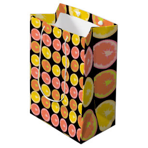 Citrus Candy Lemon Fruit Pattern Birthday Medium Gift Bag