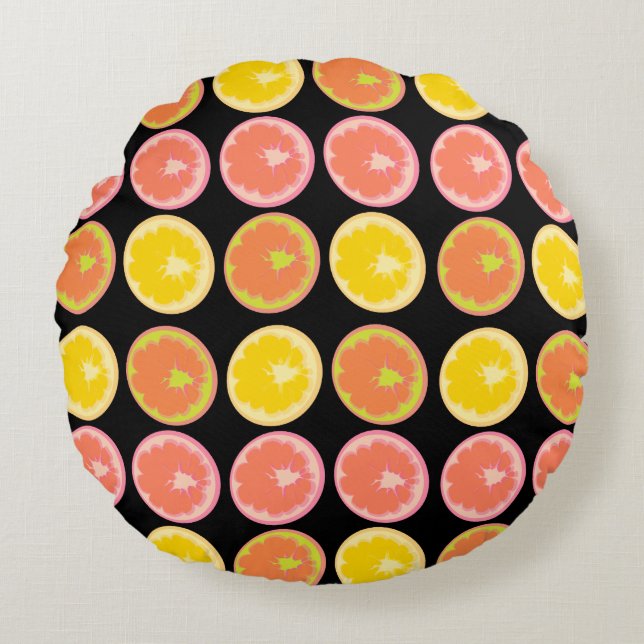 Citrus Candy Lemon Fruit Pattern    Round Pillow (Front)