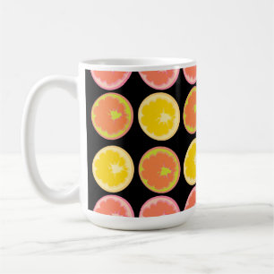 Citrus Candy Lemon Pattern Black  Kitchen  Coffee Mug