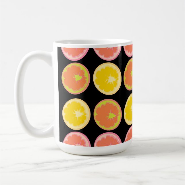 Citrus Candy Lemon Pattern Black  Kitchen  Coffee Mug (Left)