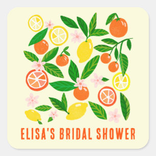 Citrus Celebration Bright Custom BRIDAL SHOWER Square Sticker