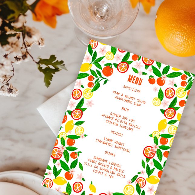 Citrus Celebration CUSTOM Bold Summer LEMON LIME Menu (Citrus Celebration CUSTOM Bold Summer Bridal Wedding Birthday BBQ LEMON LIME ORANGE Menu
)