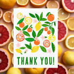 Citrus Celebration Custom Colourful Lemons Oranges Postcard<br><div class="desc">Perfect cute card for a fun thank you postcard! Hand made art for you! Check my shop for matching items. FULLY CUSTOMIZABLE! Click on “Personalize” above to edit the text. Click "edit using design tool" to adjust the fonts, colours and placements and add text to the back side if you...</div>
