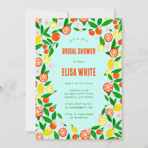 Citrus Celebration CUSTOM QR Summer BRIDAL SHOWER Invitation