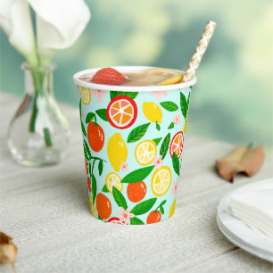 Citrus Celebration Lemons Oranges Bridal Shower Paper Cups