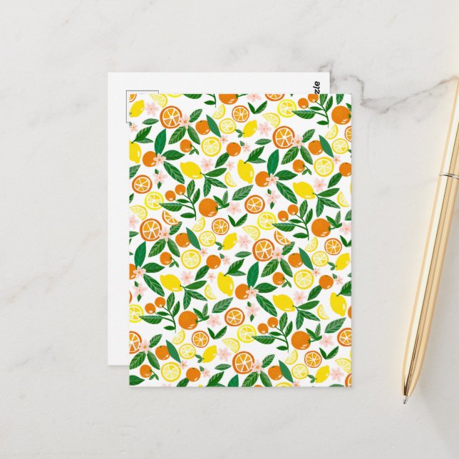 Citrus Celebration Lovely Lemons & Oranges Bold  Postcard (Front/Back In Situ)