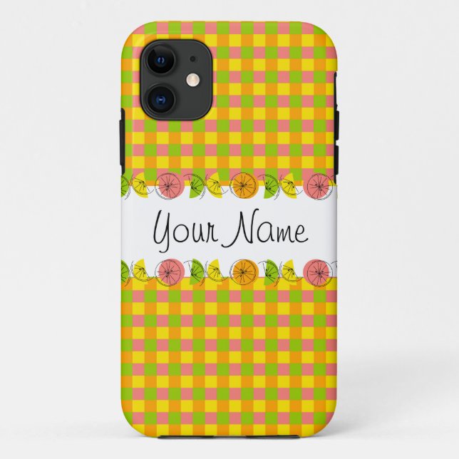 Citrus Check Name iPhone case (Back)