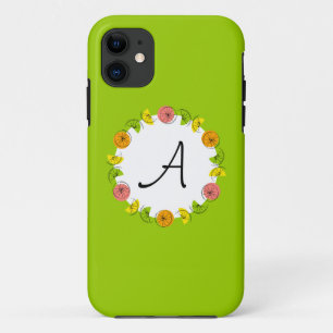 Citrus Circle Green Monogram iPhone case
