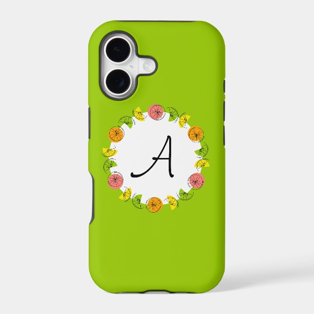 Citrus Circle Green Monogram iPhone case (Back)