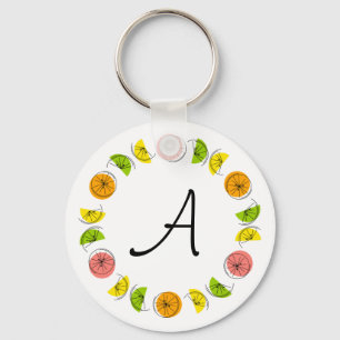 Citrus Circle Monogram aluminium double-sided Keychain