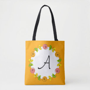 Citrus Circle Orange Monogram all over tote Bag