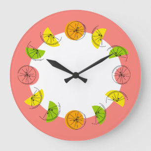 Citrus Circle Pink clock round