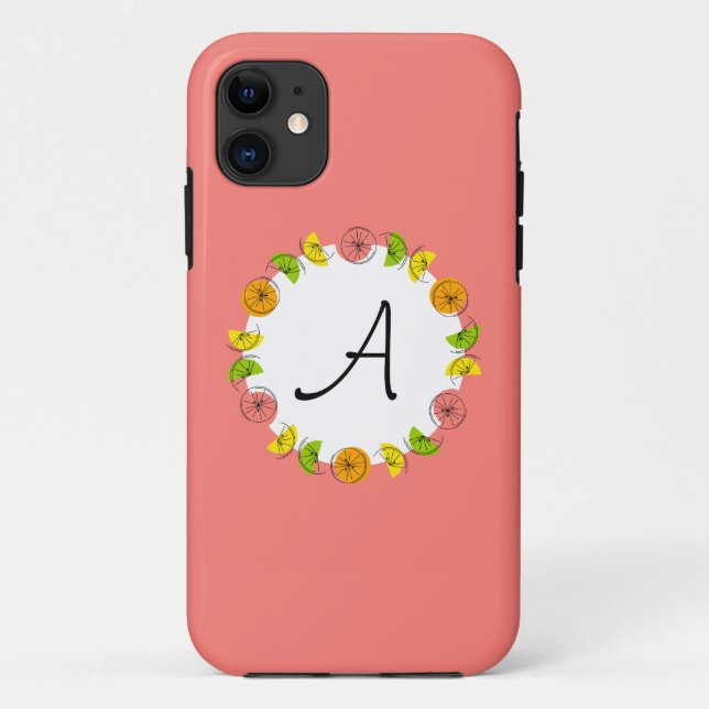 Citrus Circle Pink Monogram iPhone case (Back)