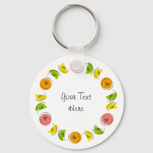 Citrus Circle Text aluminium double-sided Keychain