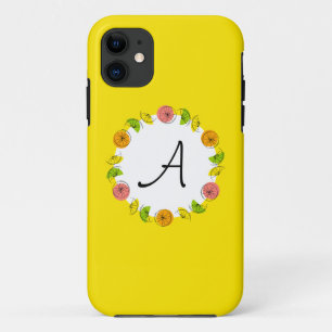 Citrus Circle Yellow Monogram iPhone case