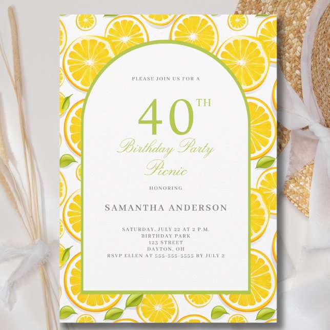 Citrus citron 40e anniversaire de fête Invitation (Créateur téléchargé)