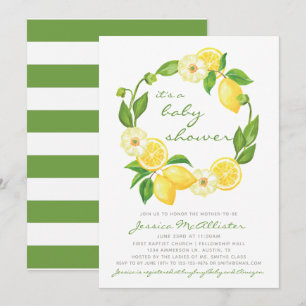 Citrus Citrus Green Stripes Baby shower Invitation