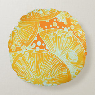 Citrus Cocktail: Sparkling Water Pattern Round Pillow