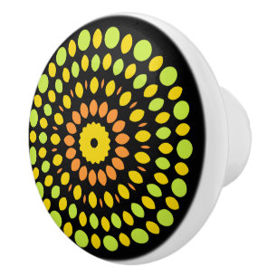 Citrus colours, green, yellow, orange, ceramic knob