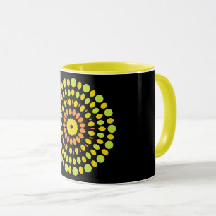 Citrus colours, green, yellow, orange, mug