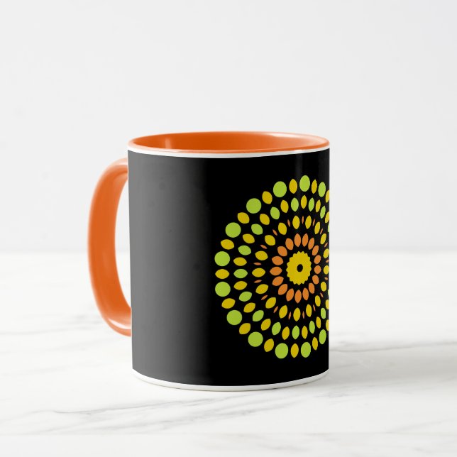 Citrus colours, green, yellow, orange, mug (Front Left)