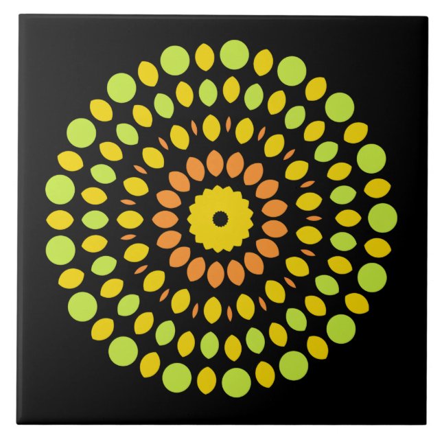 Citrus colours, green, yellow, orange, tile (Front)