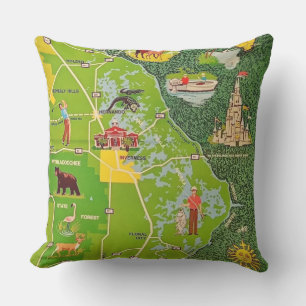 Citrus County Florida Illustrated Custom Pillow