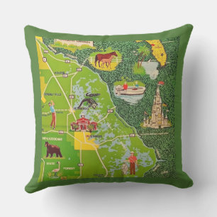 Citrus County Florida Vintage Map Throw Pillow