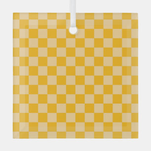 Citrus cream checkered board pattern glass ornament
