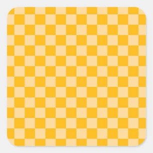 Citrus cream checkered board pattern square sticker