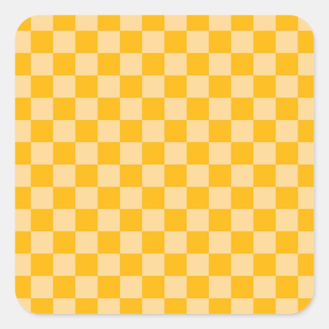 Citrus cream checkered board pattern square sticker (Front)