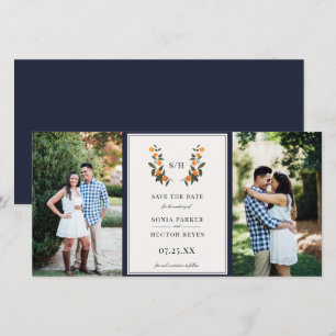 Citrus Crest Monogram Photo Save The Date