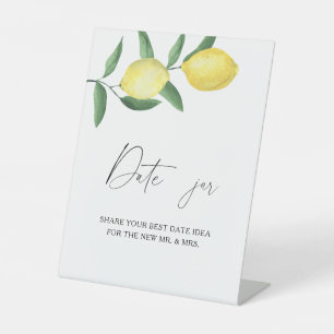 Citrus - date night ideas. Date jar bridal game  Pedestal Sign