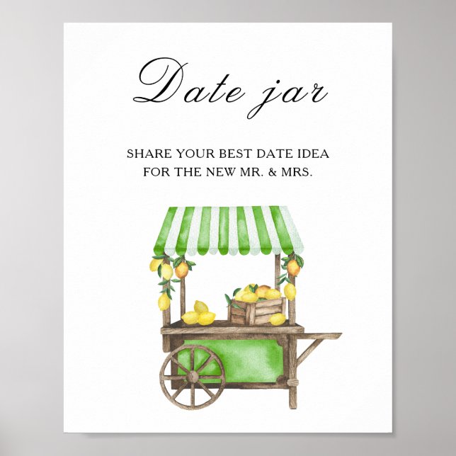 Citrus - date night ideas. Date jar bridal game  Poster (Front)