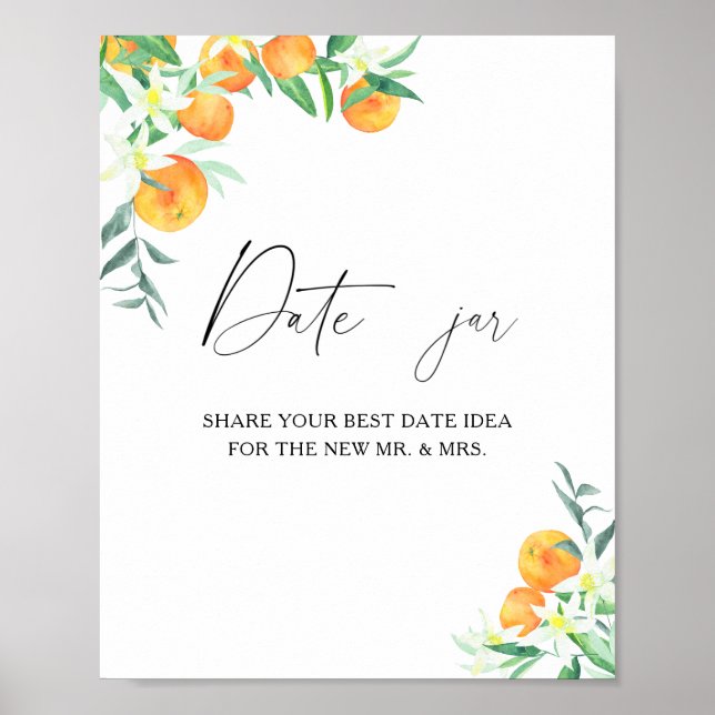 Citrus - date night ideas. Date jar bridal game Poster (Front)