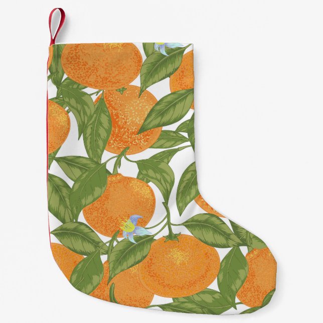 Citrus Delight: Mandarin Vintage Pattern Small Christmas Stocking (Front)