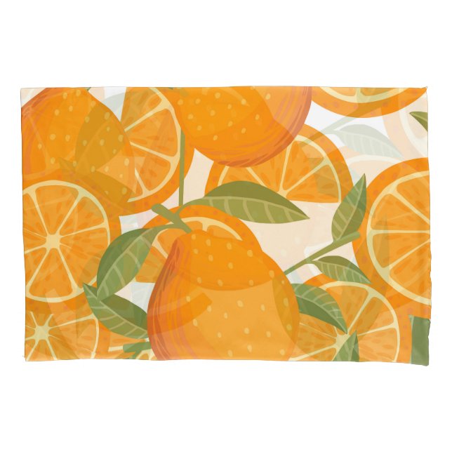 Citrus Delight: Orange Fruit Pattern Pillowcase (Front)