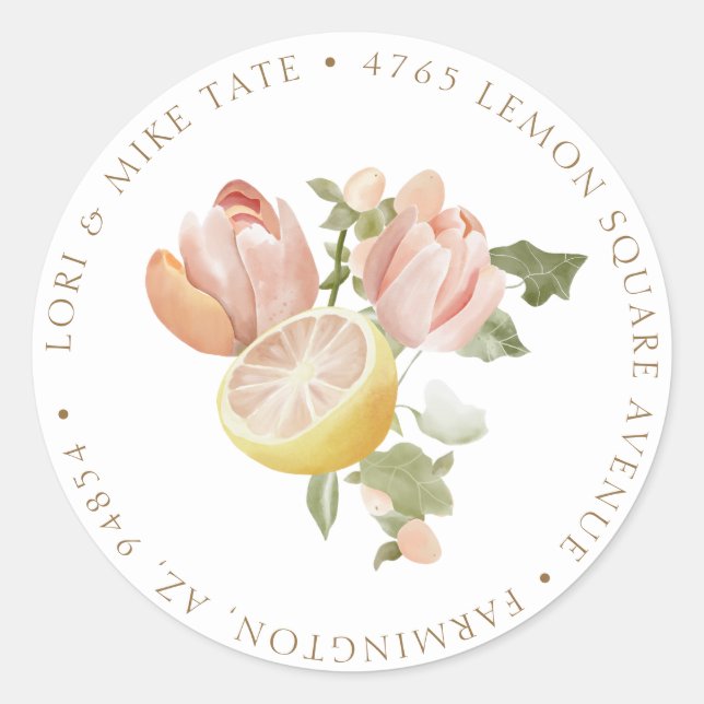 Citrus d'été de limonade rose moderne Étiquettes d (Devant)