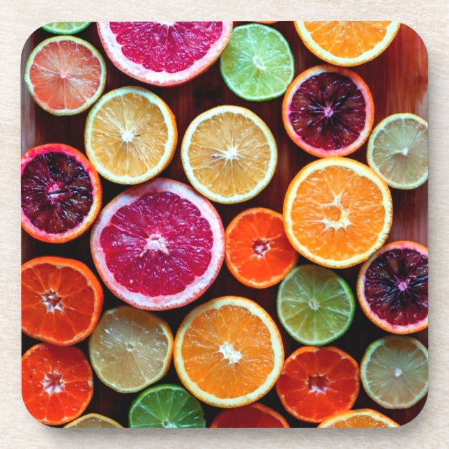 Citrus Dream Lemon Lime Orange Fruit Coaster (Front)