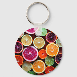 Citrus Dream Lemon Lime Orange Fruit Keychain