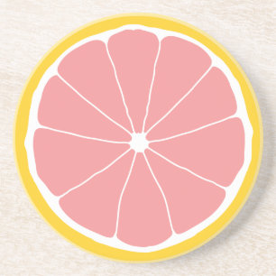 Citrus Drink Coaster, Citrus Decor, Grapefruit Art Coaster