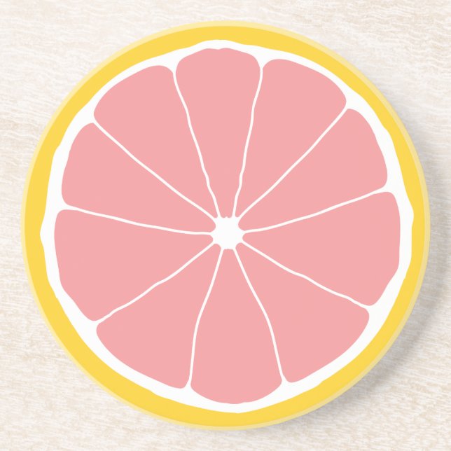 Citrus Drink Coaster, Citrus Decor, Grapefruit Art Coaster (Front)