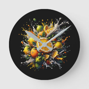 Citrus Explosion Round Clock