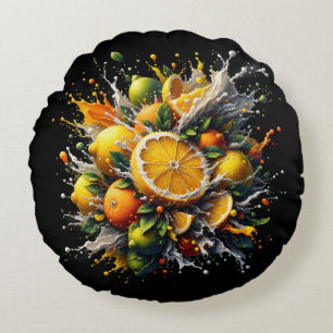 Citrus Explosion Round Pillow