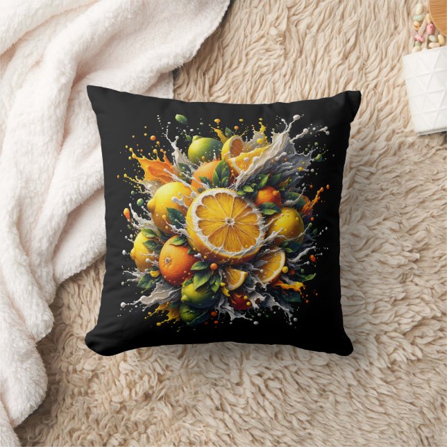 Citrus Explosion Throw Pillow (Blanket)