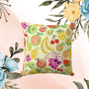 Citrus Fashion Pattern Trend  Fruits Element  Throw Pillow